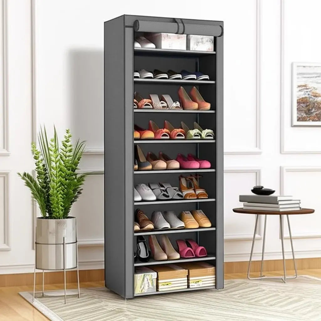 Zapatero de 6 niveles con cubierta a prueba de polvo, organizador de zapatos y cremallera, se adapta a 18 pares de estantes de almacenamiento de zapatos en la sala de estar