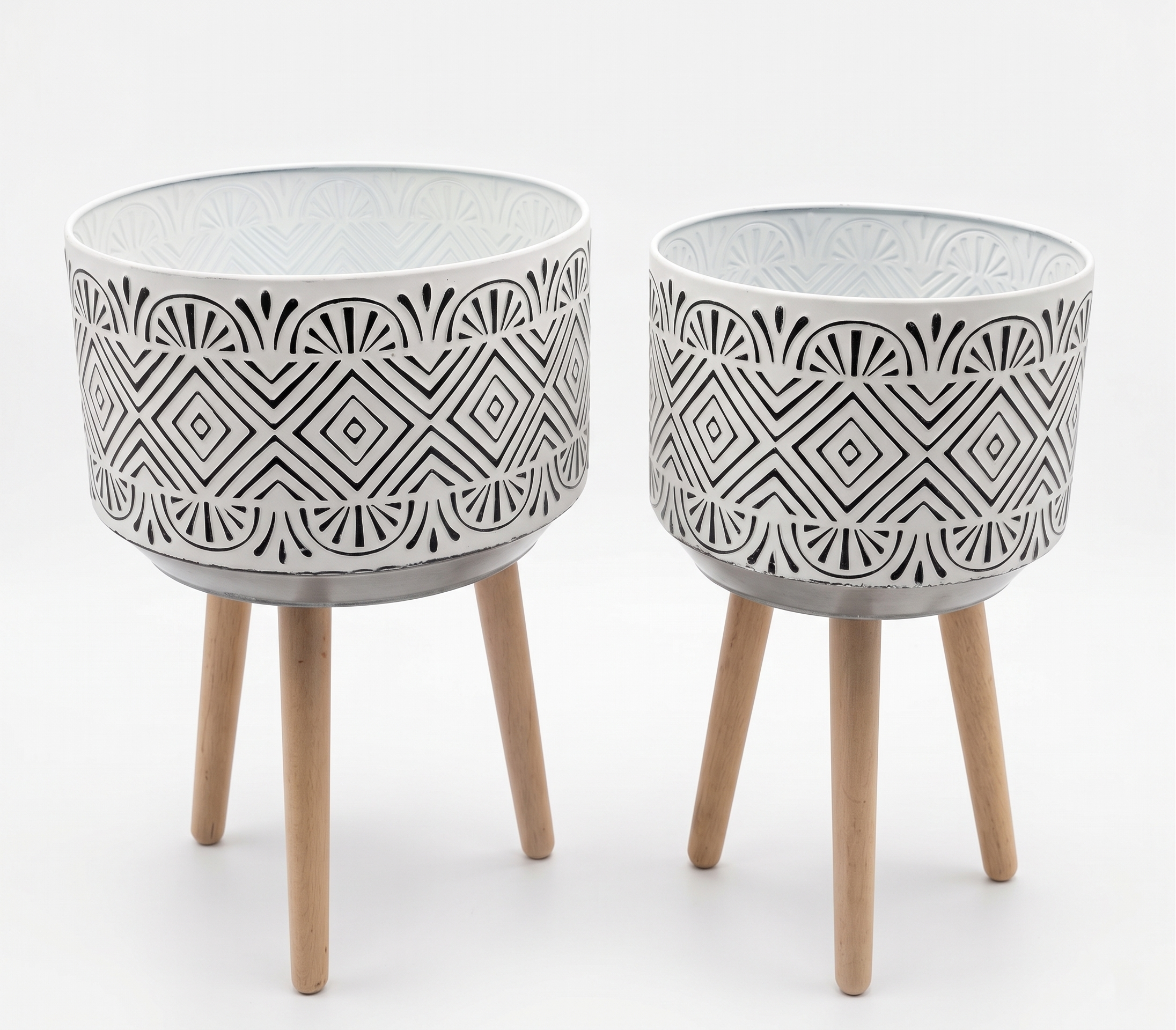 Set de 2 Materas Metálicas Decorativas con Patas de Madera