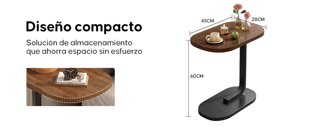 Mesa Auxiliar Lateral en Forma de "C" para Sofá y Cama