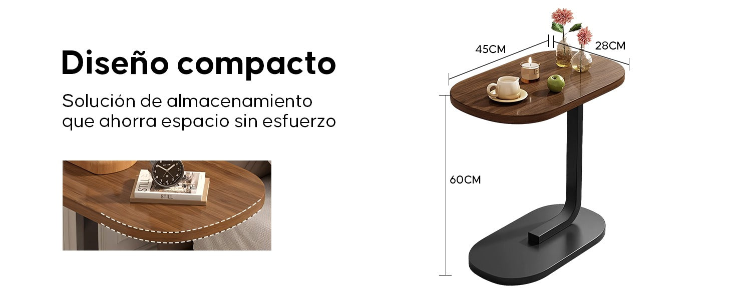 Mesa Auxiliar Lateral en Forma de "C" para Sofá y Cama