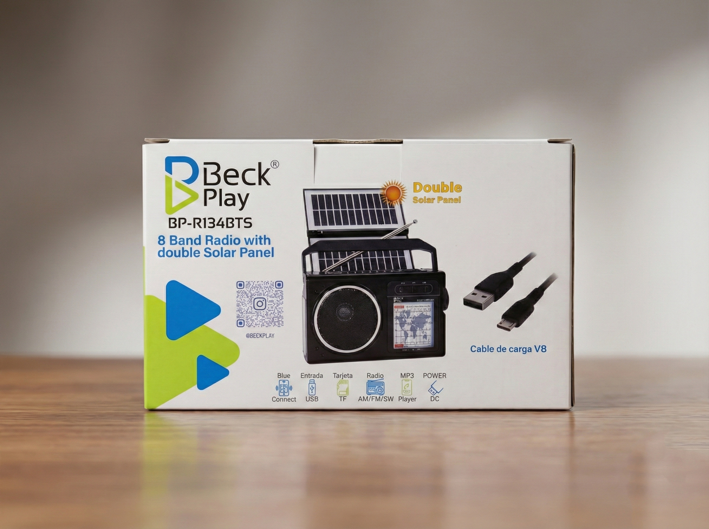 Radio Portátil con Doble Panel Solar y Bluetooth