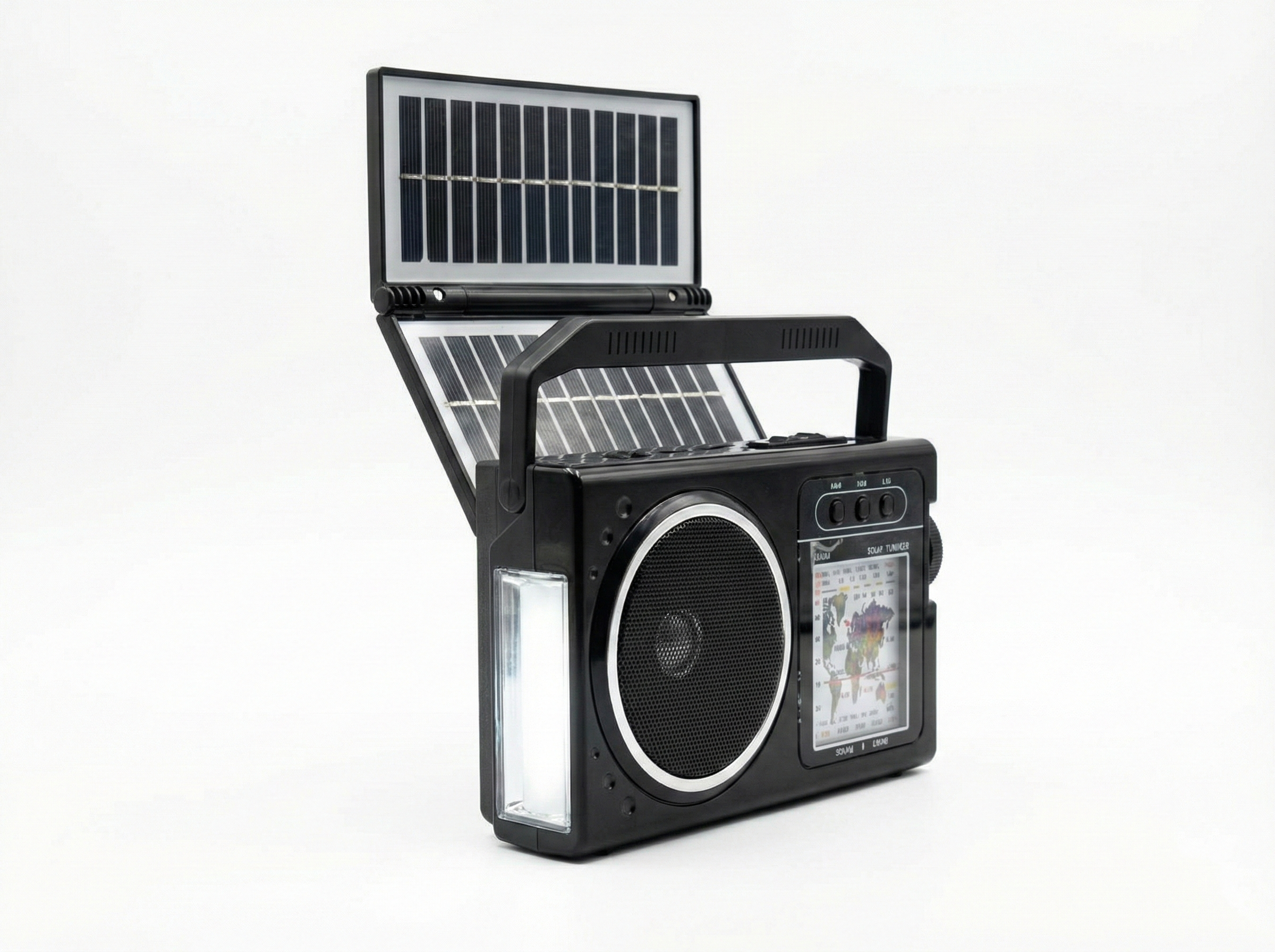 Radio Portátil con Doble Panel Solar y Bluetooth