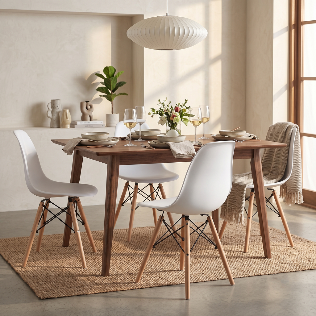 Silla Estilo Eames Moderno - Base de Madera