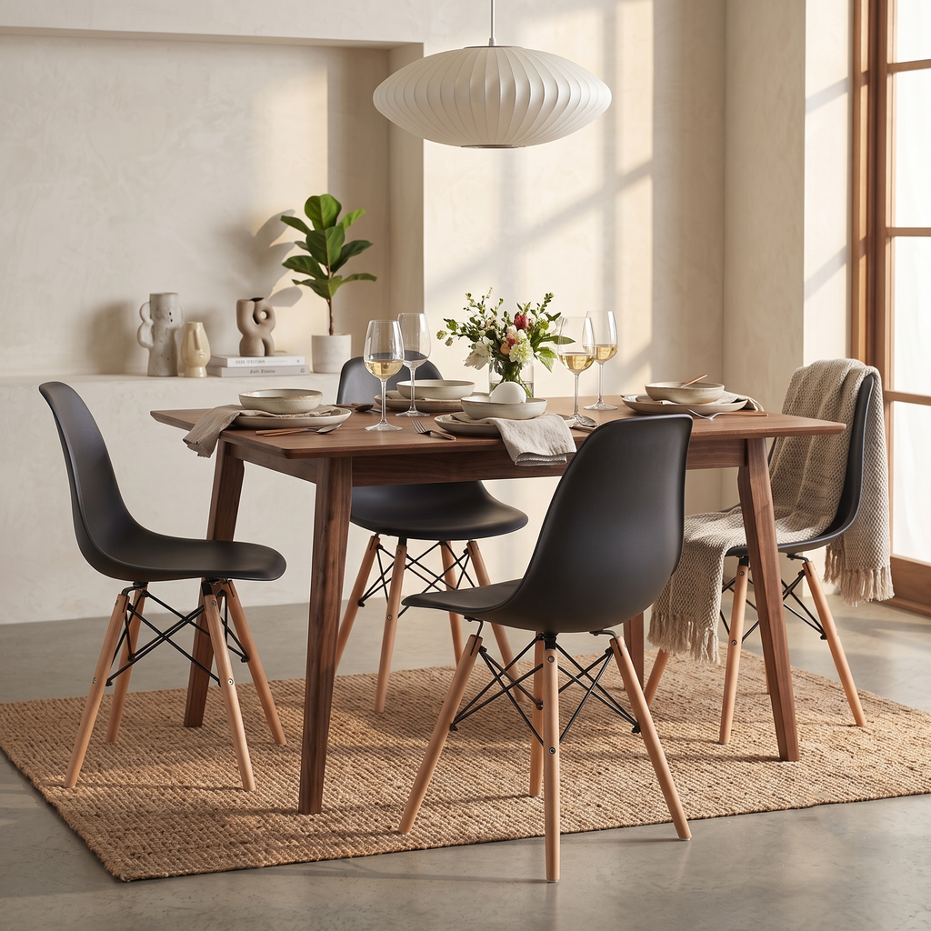 Silla Estilo Eames Moderno - Base de Madera