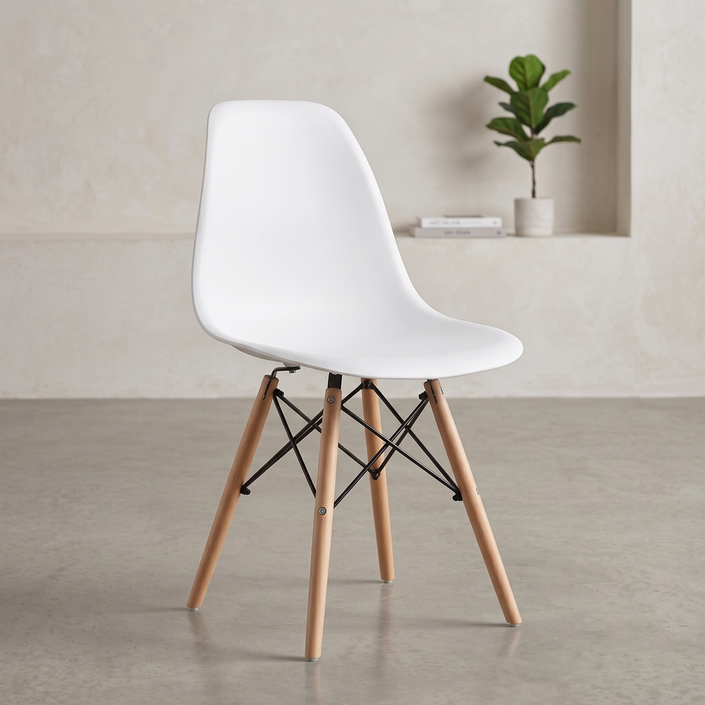 Silla Estilo Eames Moderno - Base de Madera