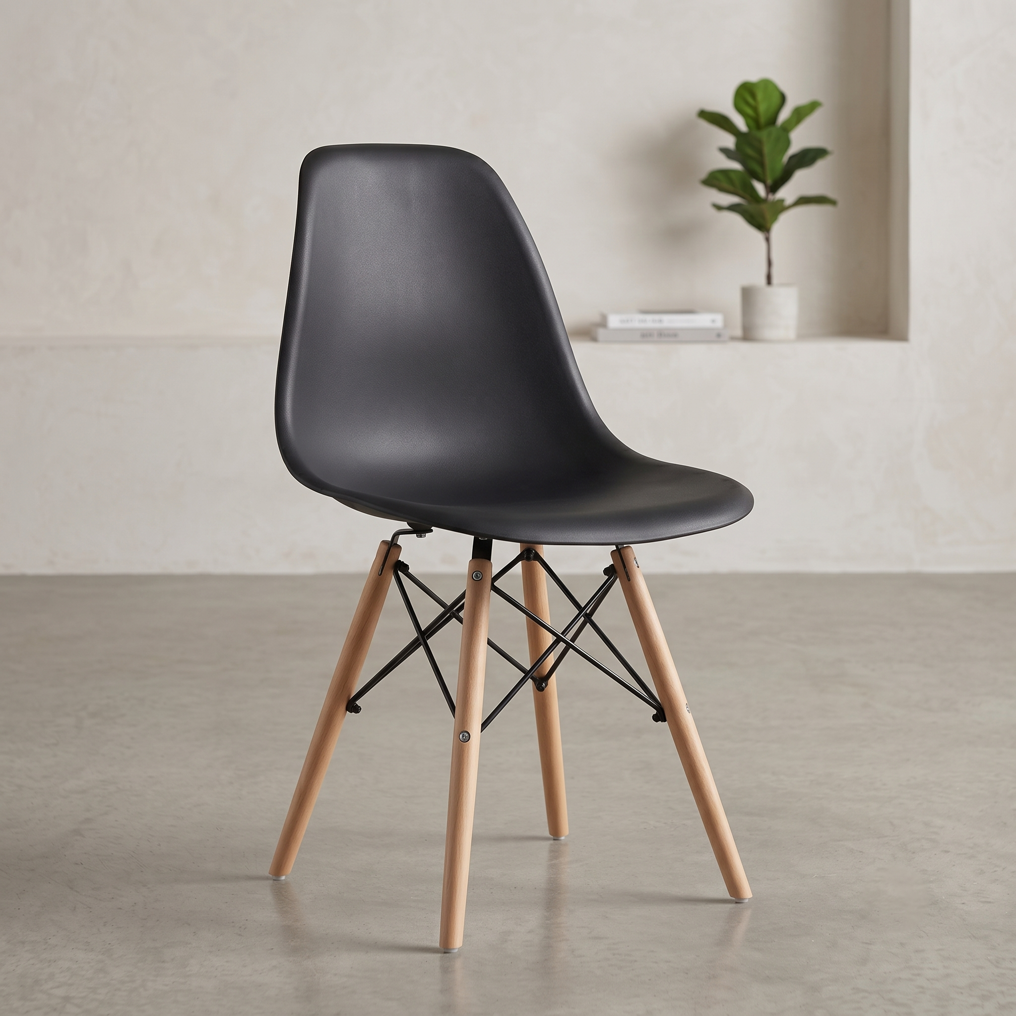 Silla Estilo Eames Moderno - Base de Madera
