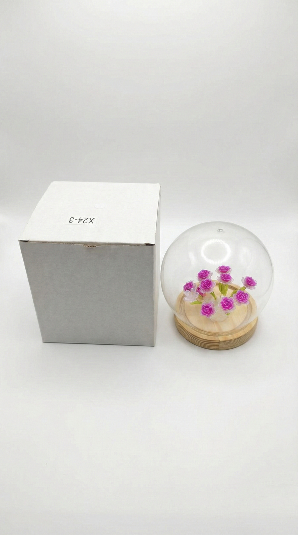 Urna Decorativa con Flor y Luz LED – Modelos Variados