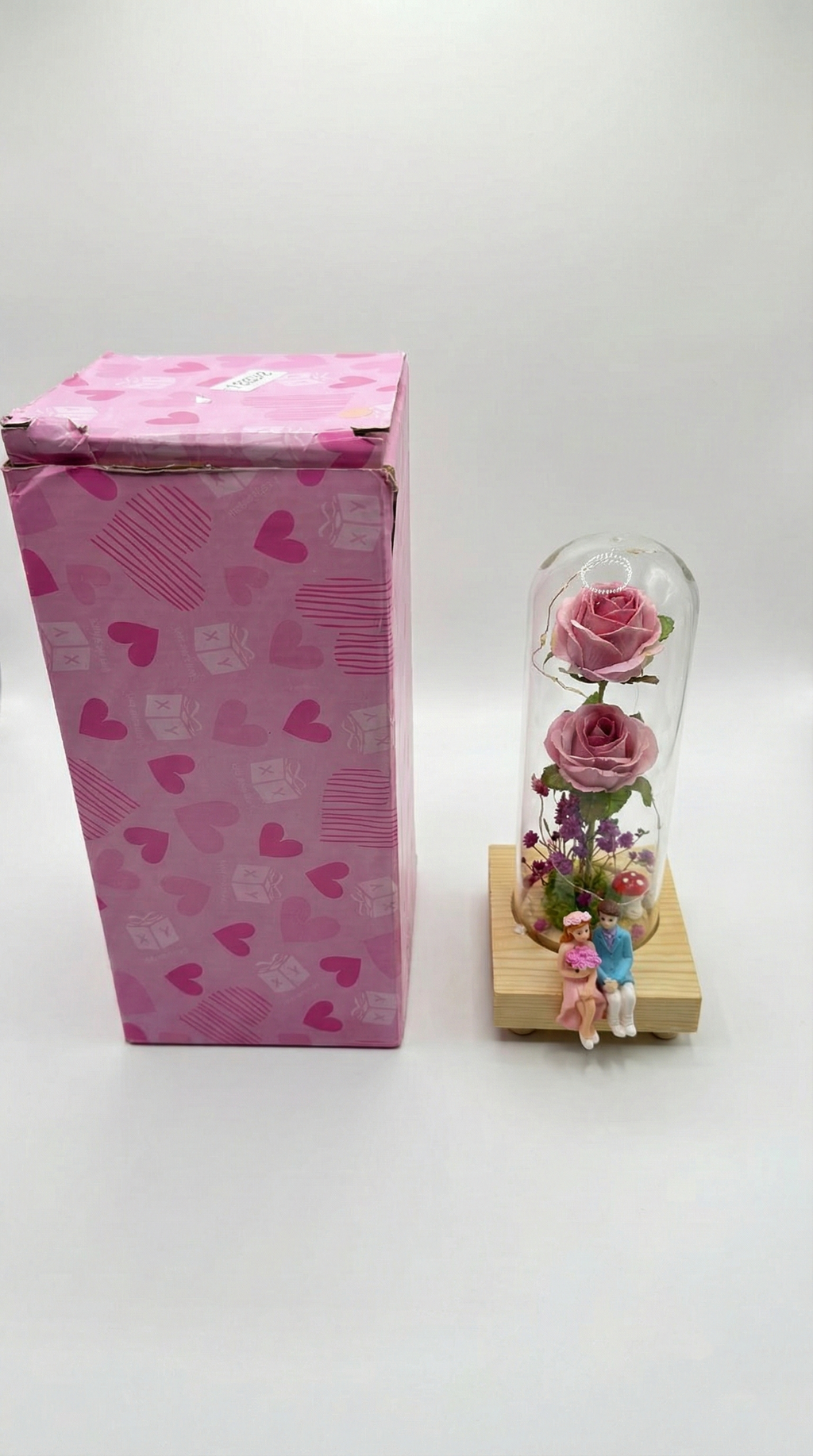 Urna Decorativa con Flor y Luz LED – Modelos Variados