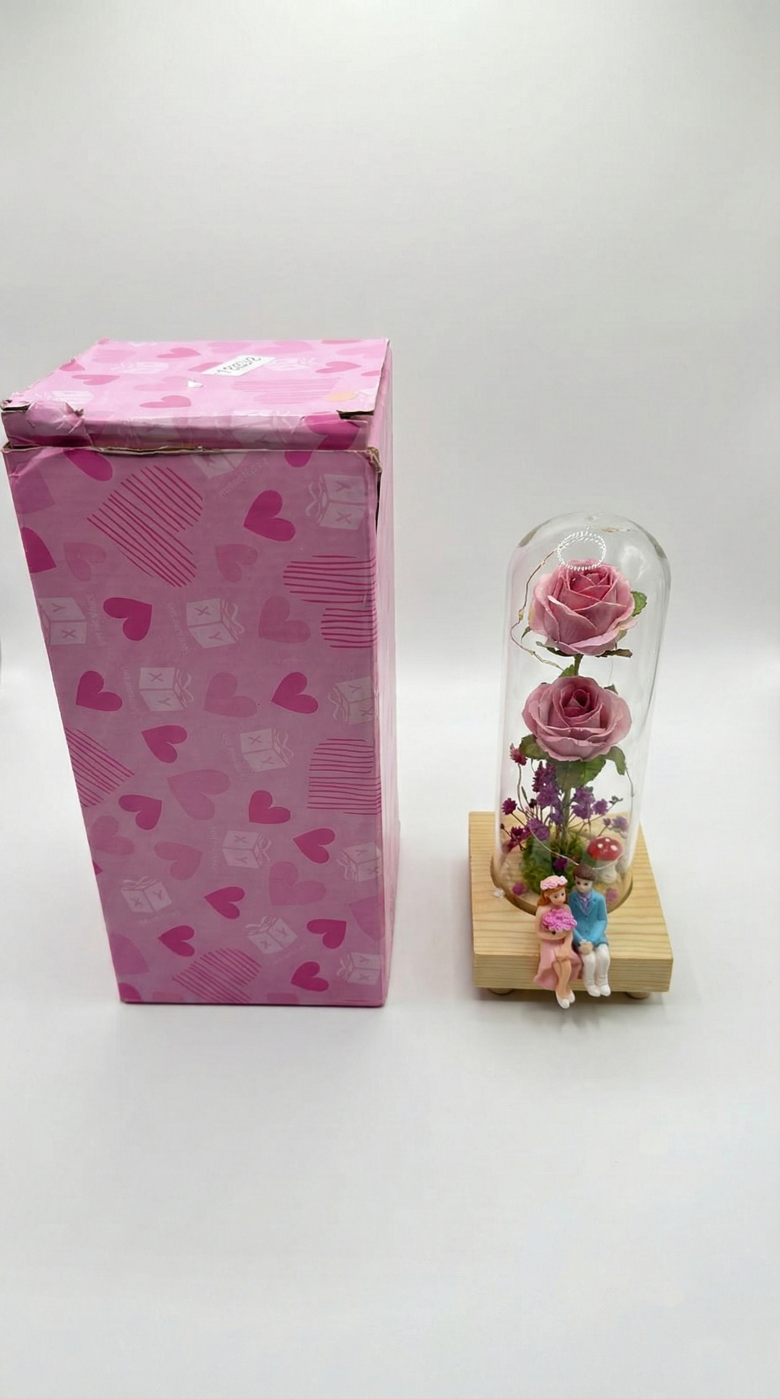 Urna Decorativa con Flor y Luz LED – Modelos Variados