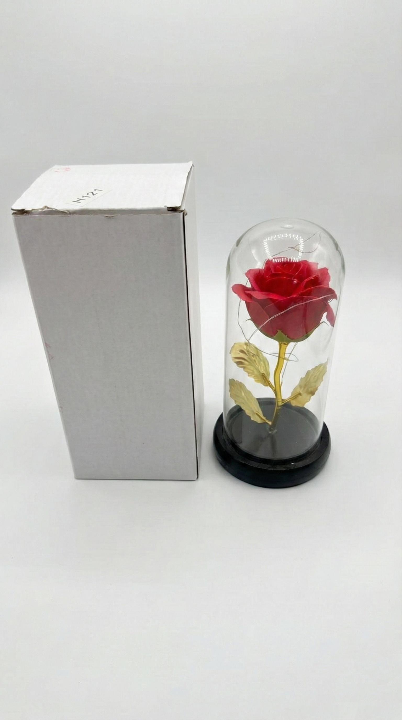 Urna Decorativa con Flor y Luz LED – Modelos Variados