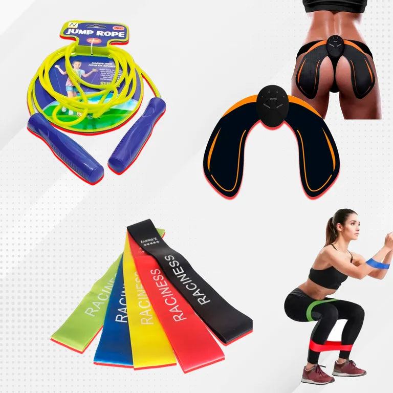 Masajeador + Lazo de saltar + Bandas elásticas