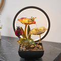Fuente de Agua Zen de Mesa con Luz LED y Cascada de Loto