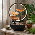 Fuente de Agua Zen de Mesa con Luz LED y Cascada de Loto