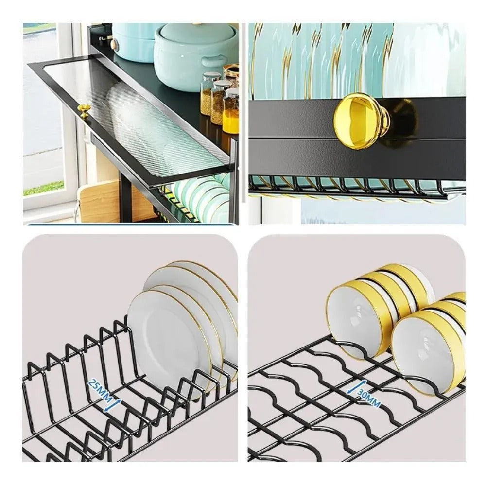 Organizador y Escurridor de Platos con Tapa en Acero Inoxidable
