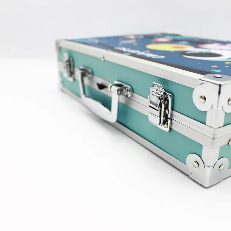 Estuche Set de Arte Escolar en Aluminio para Niño Colores y Marcadores 145p