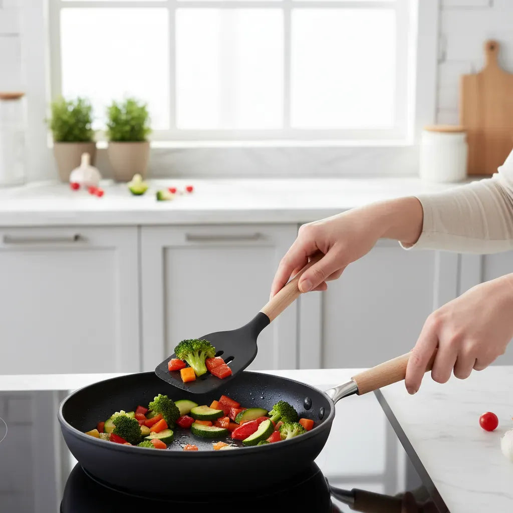 Set de Utensilios de Cocina en Silicona y Madera - 12 Piezas