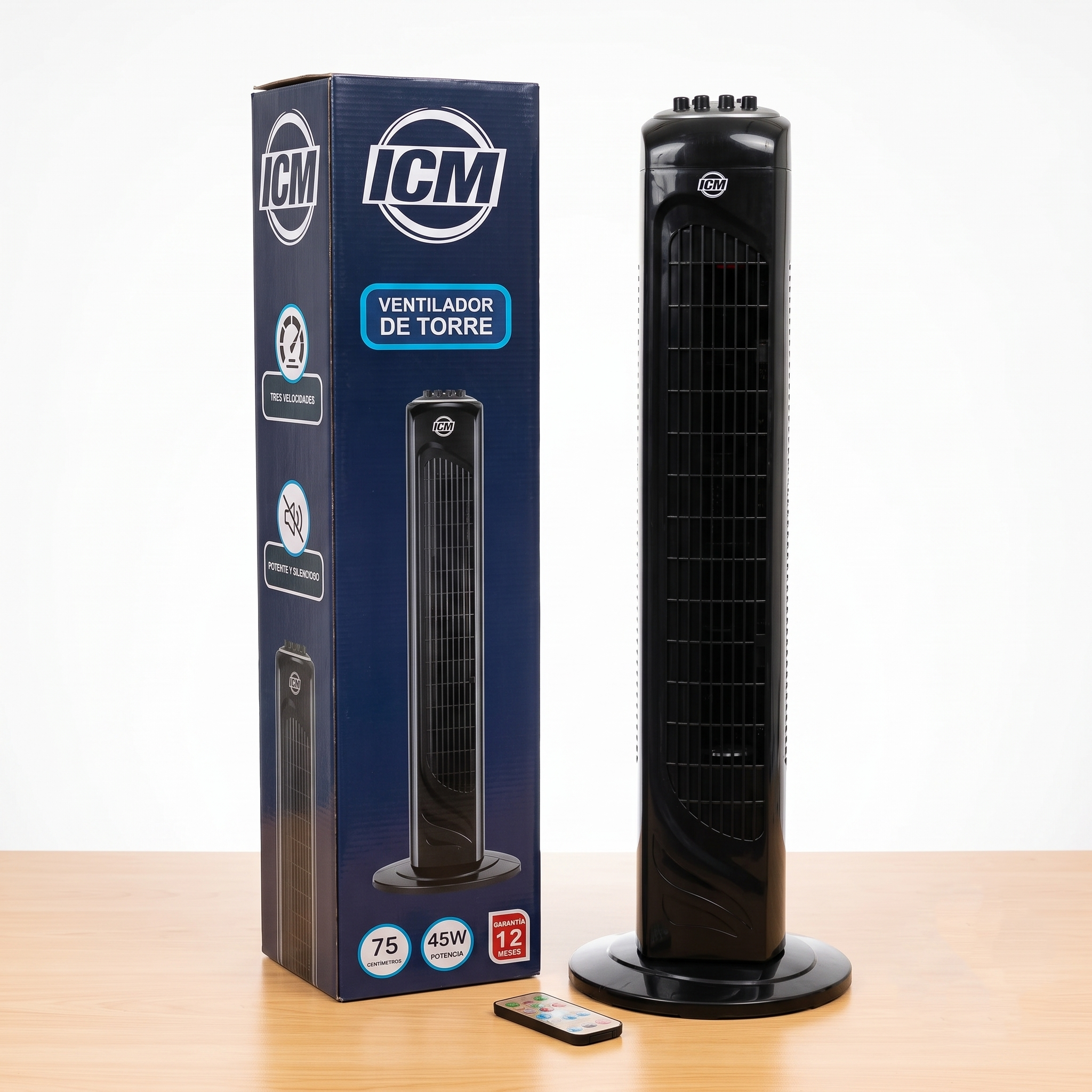 Ventilador de Torre ICM 75cm - Potente, Silencioso y Elegante